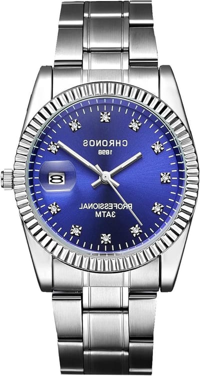Heren Horloge - Analoog Kwarts - Dagelijks Gebruik - Diamant Inleg - 36 mm Wijzerplaat - Blauw