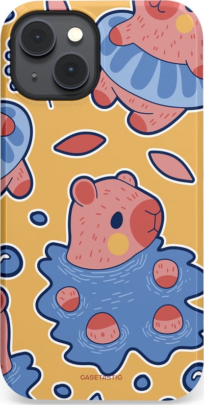 Casetastic Hoesje Geschikt voor Apple iPhone 14 Magsafe - Stijlvolle Beschermende Duo-layer Case - Capibara plons