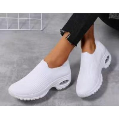 Nieuwe Damesschoenen Herfst Ademend Wandelen Mama Schoenen Instappers Lofter Instapschoenen Mesh Casual Sneaker 42 wit