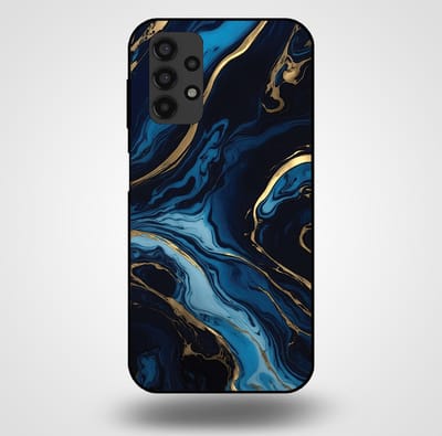 Smartphonica Telefoonhoesje voor Samsung Galaxy A13 4G met marmer opdruk - TPU backcover case marble design - Goud Blauw geschikt voor Samsung Galaxy A13 4G