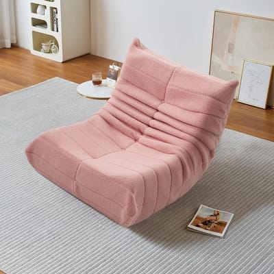 Zitzak met rugleuning - Vloerstoel comfortabel - Ontspannen lezen - Ergonomisch schuimgevuld - 105 x 86 x 75 cm - Roze