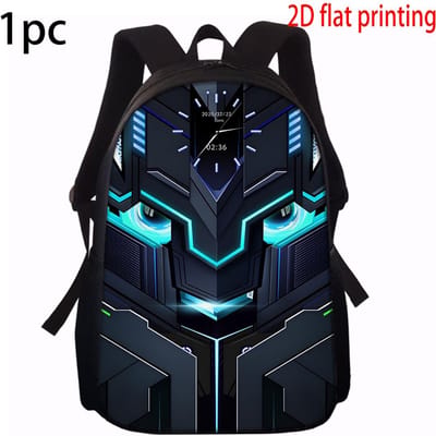1/2/3/4/5 STuks Robot Grafische Rugzak Set | Ideaal voor School & Dagelijks Gebruik black
