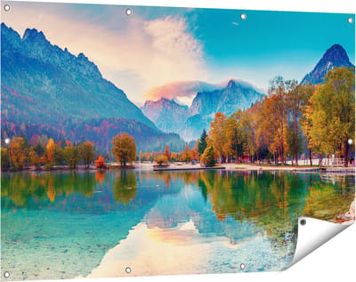 Gards Tuinposter Meer - 120x80 cm - Tuindoek - Tuindecoratie - Wanddecoratie buiten - Tuinschilderij