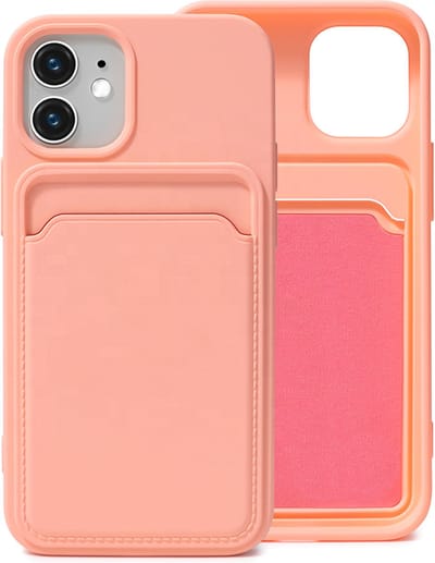 Roze Pasjeshouder Hoesje geschikt voor iPhone 12 / 12 Pro - Kaart TPU Hoesje Backcover