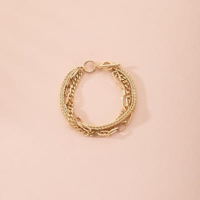 Armbanden Nieuwe Overdreven Chomel Armband Vrouwelijke Multi -Laags Ketting Hip Hop Persoonlijkheid Ins Tide Mode Hand Sieraden goud