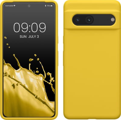 kwmobile telefoonhoesje geschikt voor Google Pixel 7 - Hoesje met siliconen coating - Smartphone case in stralend geel