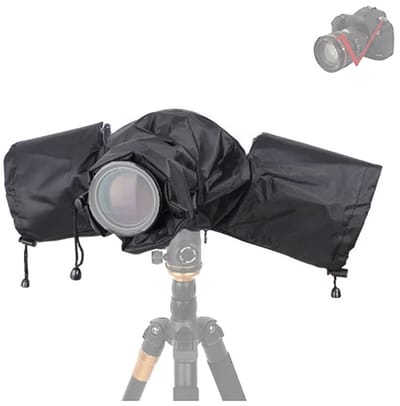 WiseGoods Premium Camera Regenhoes - Rain Sleeve Waterdicht- Voor Systeemcamera - Beschermhoes Cameras - Fotografie - Zwart