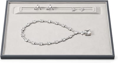 Sieradendoosje Dienblad - Organizer Plaat - Sieraden Opbergen - Twee Niveaus - 35 x 24 cm - Grijs