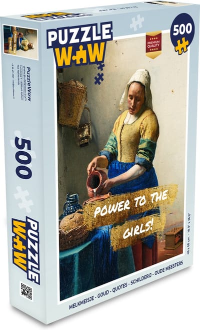 Puzzel Melkmeisje - Goud - Quotes - Schilderij - Oude meesters - Legpuzzel - Puzzel 500 stukjes