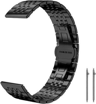 Stalen bandje - geschikt voor Garmin Venu 2s / 3s / 4 (41mm) / Vivoactive 4s / Forerunner 255s / 265s - Huawei Watch GT 5 Pro - 42mm / GT 6 / GT 5 / GT 4 - 41mm - rvs - zwart