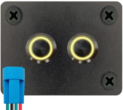 ProRide Metalen Drukschakelaars ON-OFF 220V - 12mm - Tweevoudig inbouwpaneel - IP67 - LED indicatie Geel