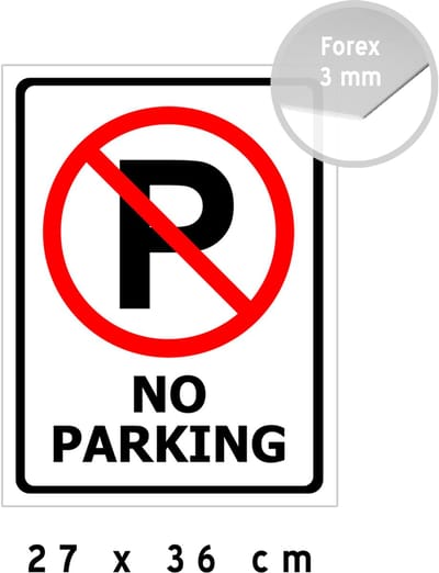 Pictogram/ bord | "No parking" | 27 x 36 cm | Engelstalig | Verboden te parkeren | Parkeeroverlast | Vrijhouden | Forex | Kunststof | 1 stuk