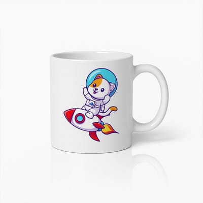 Schattige Astronaut Kat op Raket Mok – Schattige Ruimtevaart Koffiekopje voor Kinderen en Kattenliefhebbers