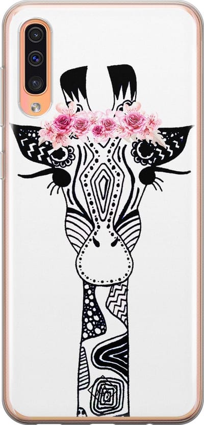 Casimoda® hoesje - Geschikt voor Samsung A50/A30s - Giraffe - Backcover - Siliconen/TPU - Zwart