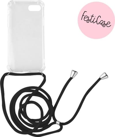 FOONCASE FESTICASE iPhone 7 Plus Telefoonhoesje met koord (Zwart) TPU Soft Case - Transparant