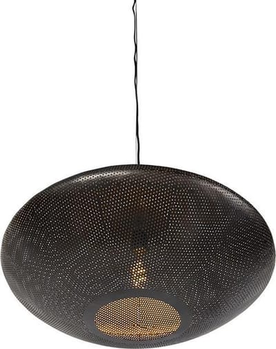 QAZQA radiance - Oosterse Hanglamp - 1 lichts - Ø 60 cm - Zwart Goud - Woonkamer | Slaapkamer