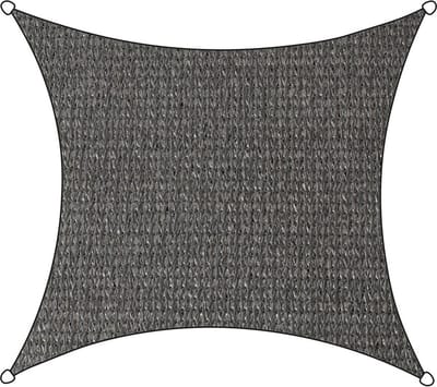 Livn Schaduwdoek Iseo HDPE vierkant 5m antraciet - Wind- en waterdoorlatend - Dikte doek: 185 gr/m2 - Inclusief bevestigingskoord en RVS bevestigingsringen