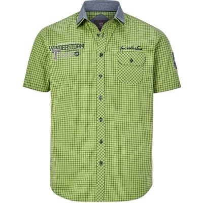 Jan Vanderstorm herren Overhemd Met Korte Mouwen - 47/48 - lichtgroen - Plus Size