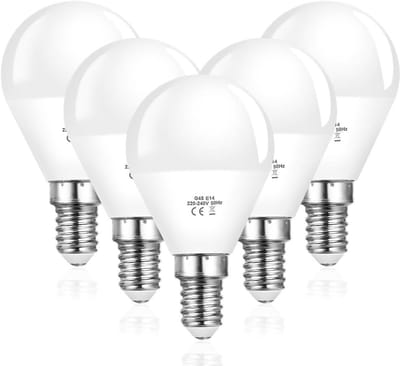 E14 Schroef LED Lamp G45 Golfbal, 5 Stuks 6W, Vervangt 40W Gloeilamp en 50W Halogeen, Warm Wit 6500K, 600 Lumen, Energiezuinige Niet Dimbare Lampen