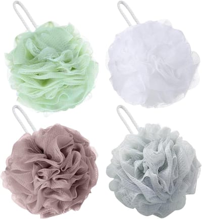 4-Pack Loofah Douche Puff - Zachte Bad Spons voor Lichaamsreiniging en Exfoliatie, Ideaal voor Mannen en Vrouwen, Perfect voor een Verfrissende Doucheervaring