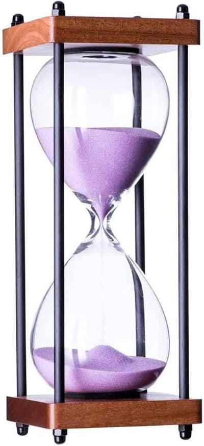 Zandloper Timer - Zandloper Glas - Tijd Management - Houten Frame - 30 Minuten - Paars