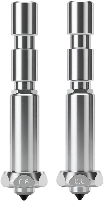 Dailygoods- Mondstuk 0,6 mm - 2-delige Set - Hoogwaardig Hardmetalen - Compatibel met Anycubic Kobra 3 Max - Verhoogde Afdruksnelheid - Duurzaam en Precisie - Sproeier
