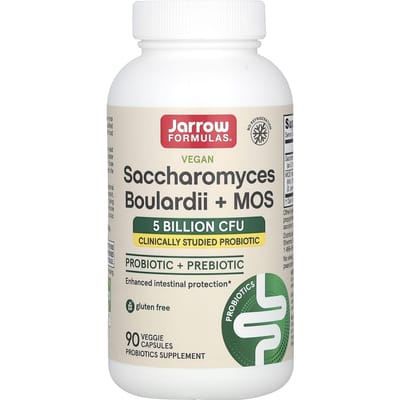 Jarrow Formulas, Saccharomyces Boulardii + MOS végan, 5 milliards d'UFC, 90 gélules végétales