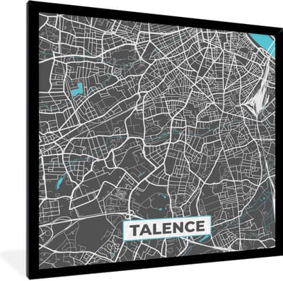 Fotolijst incl. Poster - Talence - Stadskaart - Kaart - Frankrijk - Plattegrond - 40x40 cm - Posterlijst