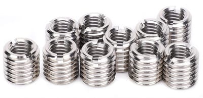 Dailygoods- Schroefdraadinzetset 10 Stuks - Reparatiemoer - Binnendraad M8 x 1,25 - Buitendraad M12 x 1,75 - Roestvrij Staal 303 - Lengte 12 mm