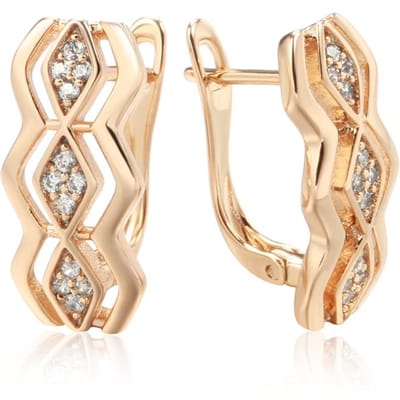 Boucles d'oreilles Carrées Géométriques Mode Anglaises Zircon Naturel Couleur Or Rose Boucles d'oreilles Quotidiennes pour Femmes Bijoux Fins de Haute Qualité beige