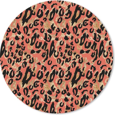 Muismat rond 20x20 cm - Mousepad Roze - Panterprint - Goud - Luxe - Ronde muismatten