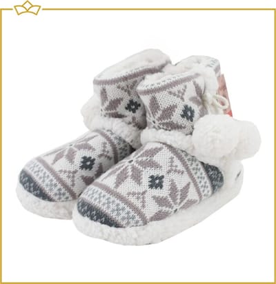 ATTREZZO® Pantoffels Kinderen - Noors motief - Maat 27/28 - Beige - Heerlijk warm!