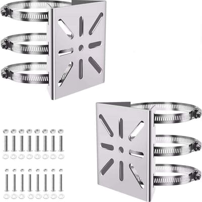 Paalmontage Beugel - Camera Houder - Beveiliging Monteren - Verstelbare Riemen - Set van 2 - Zilver