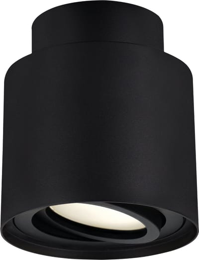 HARIET C - Opbouwspot - Rond - GU10 Fitting - 1 Lichtpunt - past over centraaldoos - Zwart - plafondspot - Spotjes voor woonkamer, slaapkamer of keuken