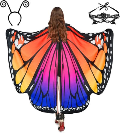 Vrouwelijk Vlindercostuum met Vleugels, Cape en Poncho voor Halloween, Carnaval en Cosplay (168 x 135 cm)