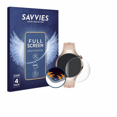 Savvies - Screenprotector voor Huawei Watch 5 (42 mm) - Folie Beschermfolie transparant volledig dekking 4 Stuks