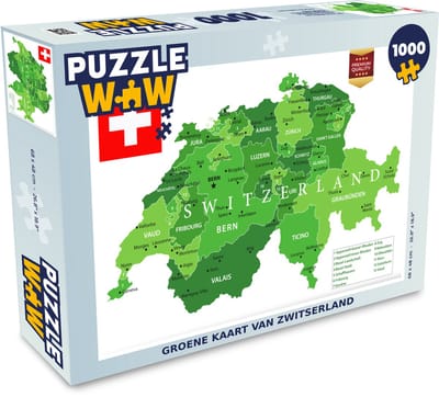 Puzzel Groene kaart van Zwitserland - Legpuzzel - Puzzel 1000 stukjes volwassenen