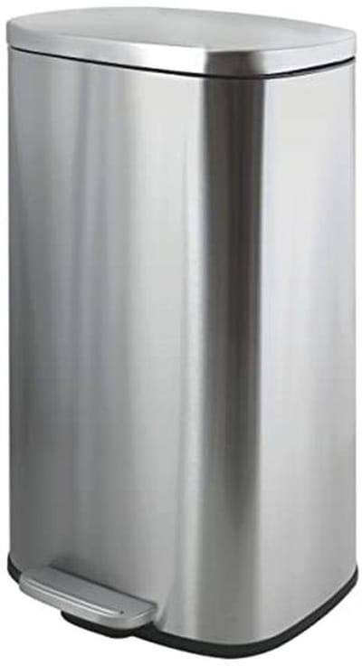 Afvalemmer 50 liter met softclose pedaal - zilver kunststof
