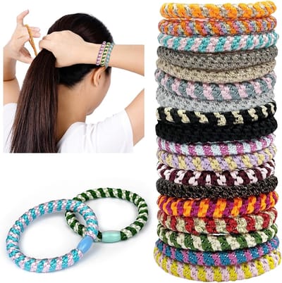 18 Stuks Haarbanden in Diverse Kleuren, Dikke Elastische Ties, Schadevrije Haaraccessoires voor Vrouwen en Meisjes