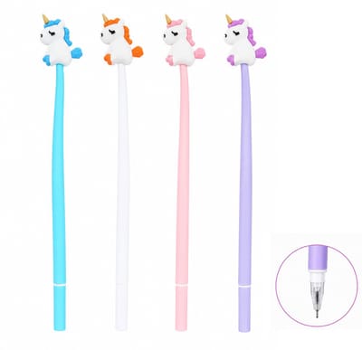 Unicorn Eenhoorn Gelpennen Voordeelbundel - Set van 4 Kleuren - 23 cm Extra Lange Pennen - Magische Schrijfset - Cadeaupakket Meisjes