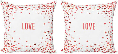 ABAKUHAUS Liefde – Kussenhoes Set 2x50x50 cm – Dubbelzijdig bedrukt – Rits – bordo/wit