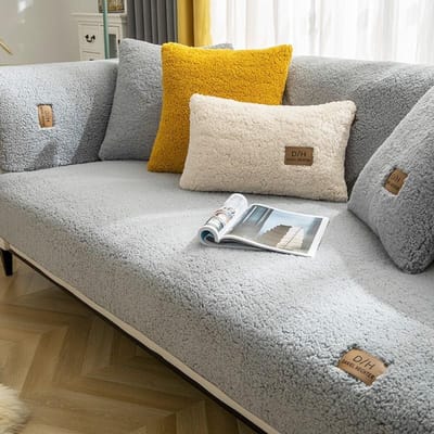 Nordisch Eenvoudig Bankkussen Winter Lamswol Bank Zitkussens Verdikt Fleece Kussen Antislip Leer Bankhoes 70*90