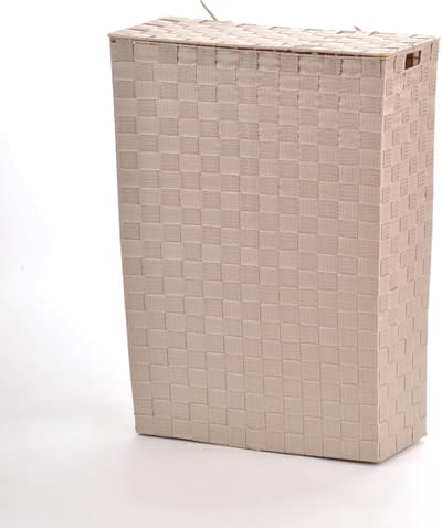Wasmand Gevlochten - Kleding Opberger - Ruimte Besparen - Inclusief Deksel - 39x17x52 cm - Beige