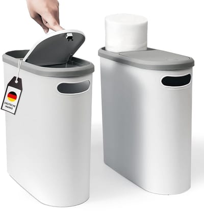Ruimtebesparende vuilnisemmer met deksel en persfunctie - 10 liter afvalemmer voor badkamer, keuken en slaapkamer