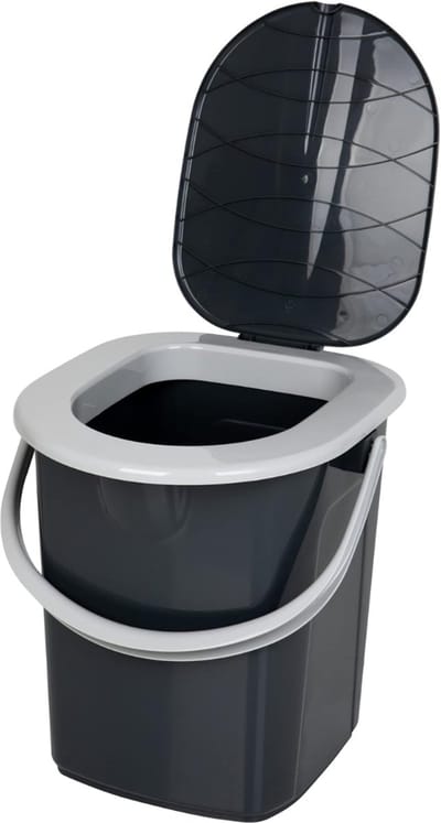 Ploutos® Toiletemmer Met Deksel - Draagbaar Camping Toilet - Mobiel Noodtoilet - Zwart - 38cm x 35cm x 37cm