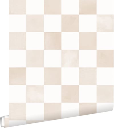 ESTAhome behang geblokt motief beige en wit - 53 cm x 10.05 m - 131291