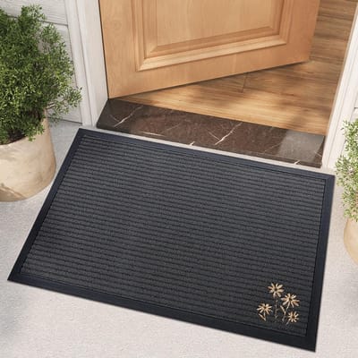 Tapis d'entrée en caoutchouc brodé Tapis d'entrée Tapis de pied antidérapant facile à entretenir Tapis d'entrée Ascenseur Grattage du sable Élimination de la poussière 60x90cm【24''x35''】