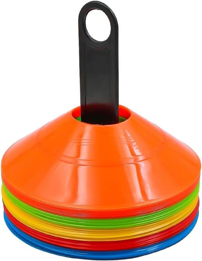 50 Stuks Marker Cones met Draagtas voor Voetbal, Hockey, Schaatsen en Coördinatietraining - Ideale Trainingshulpmiddelen voor Sporten
