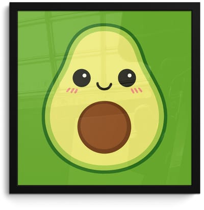Poster in lijst - Fotolijst 40x40 cm - Posters - Avocado - Groen - Speels - Posterlijst zwart - Decoratie - Wanddecoratie woonkamer - Muurdecoratie slaapkamer
