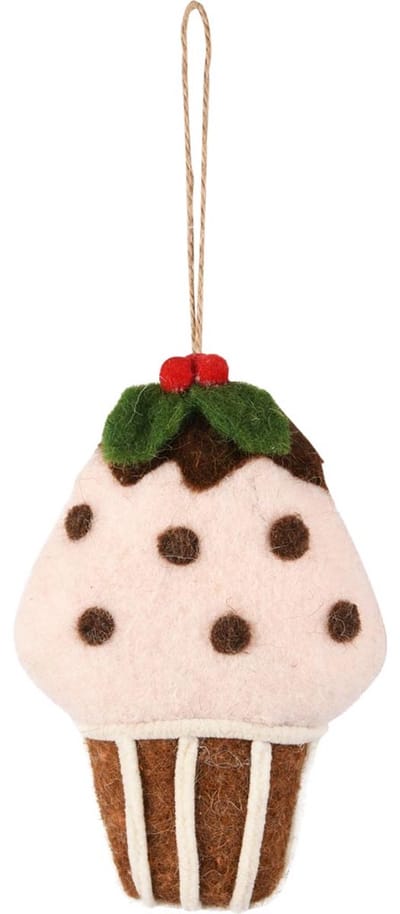 Dekoratief | Hanger cupcake, roze/bruin, stof, 8x4x13cm | A255343